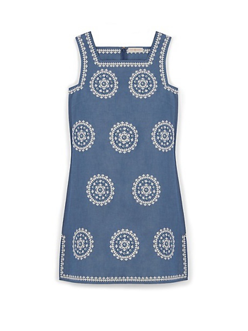 Tori Burch Chambray Embroidered Shift Mini Dress